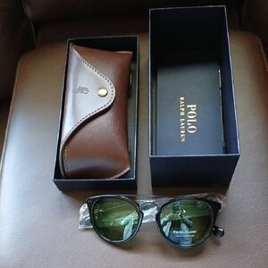 Polo by Ralph Lauren Black Sunglasses with Green Lenses